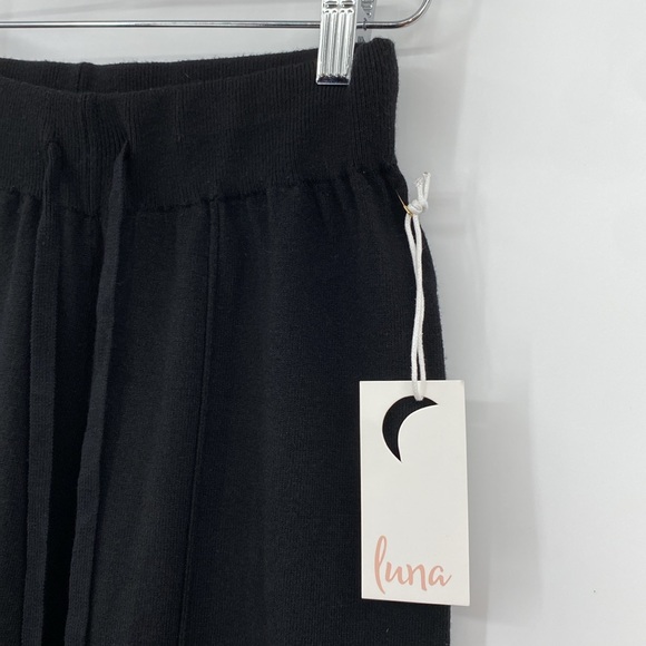 Luna Soft Black Wide Leg Pants Women’s Sz XL Pull On Cozy Drawstring Lounge - Picture 5 of 14